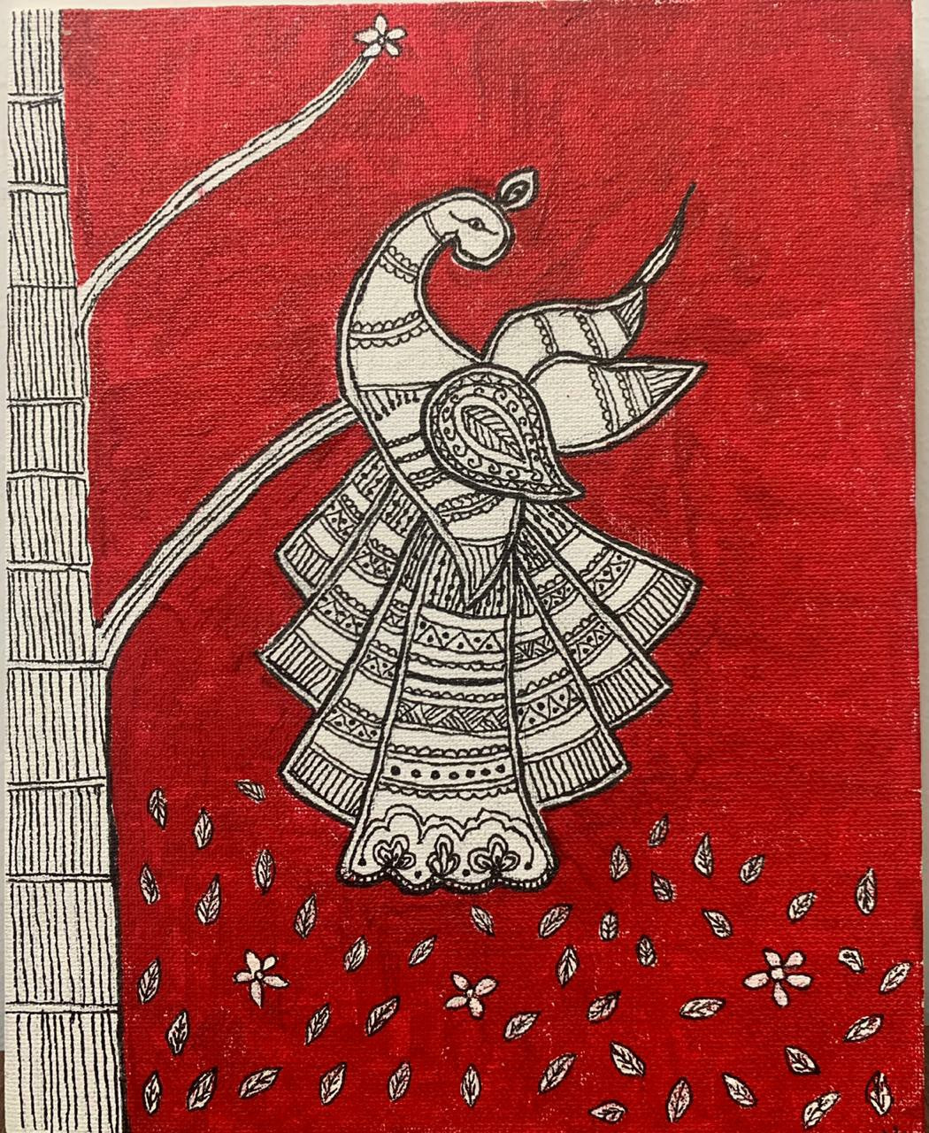 Peacock in red background image 0