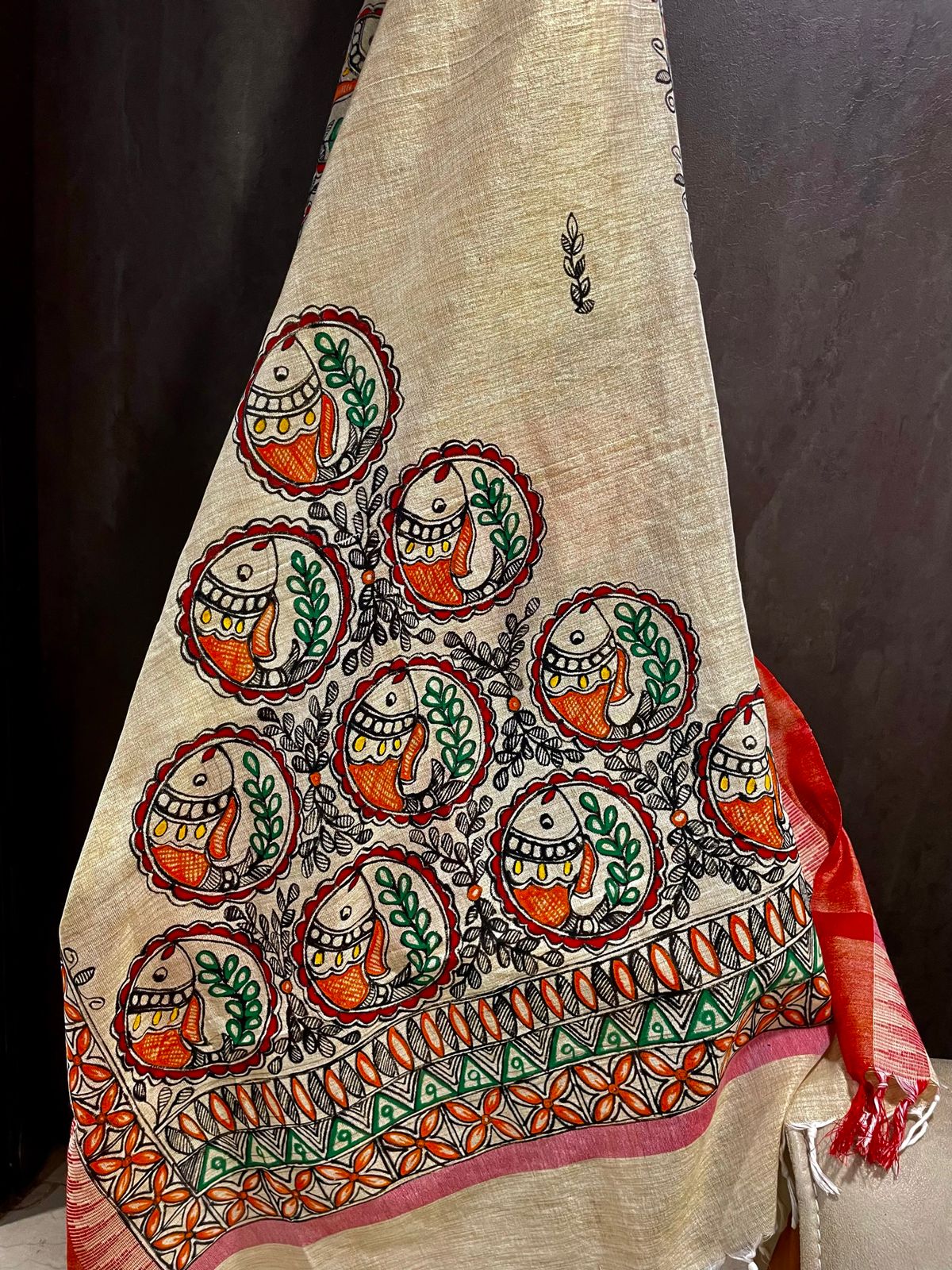 Madhubani Painting on Dupatta image 2