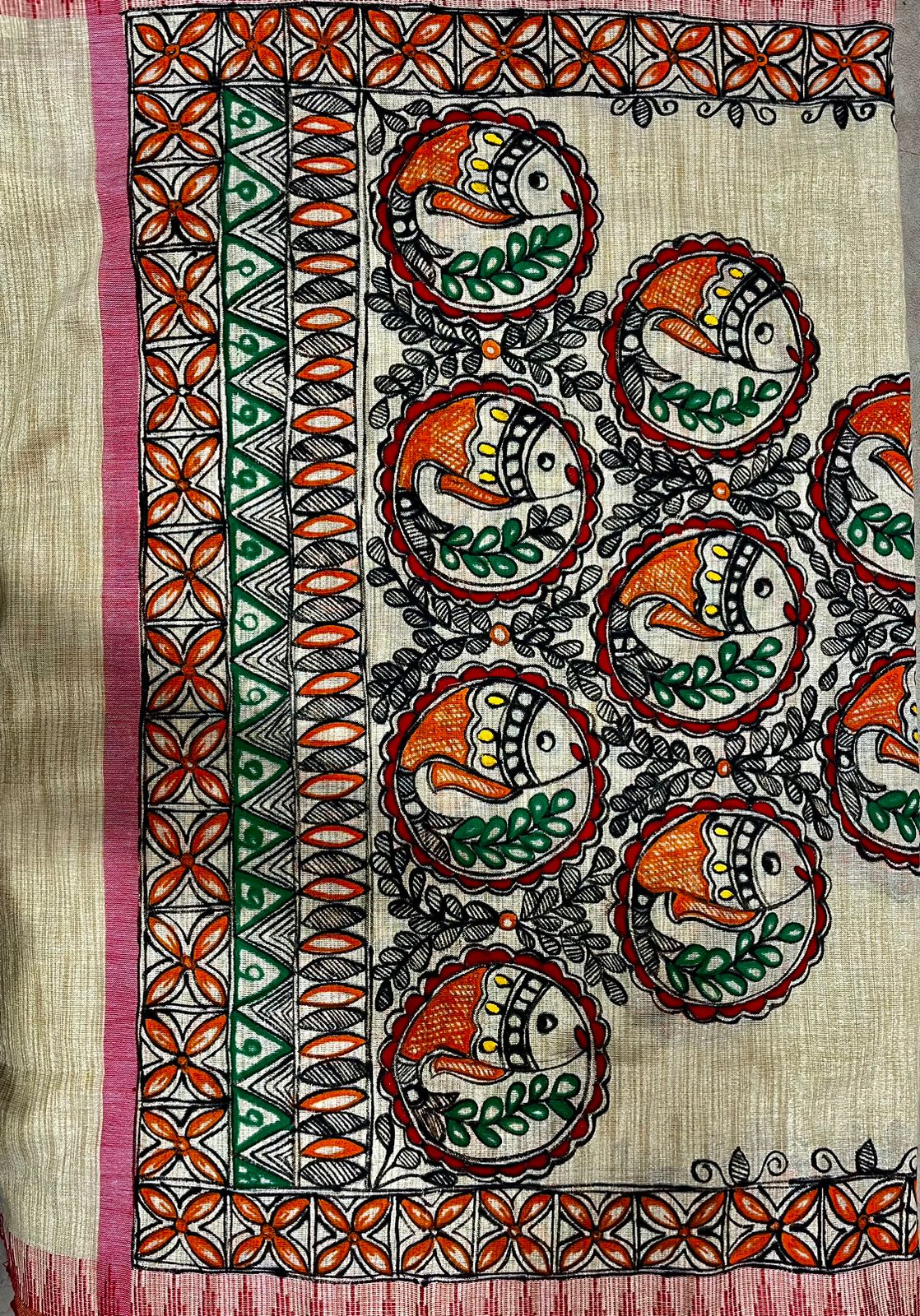 Madhubani Painting on Dupatta image 1