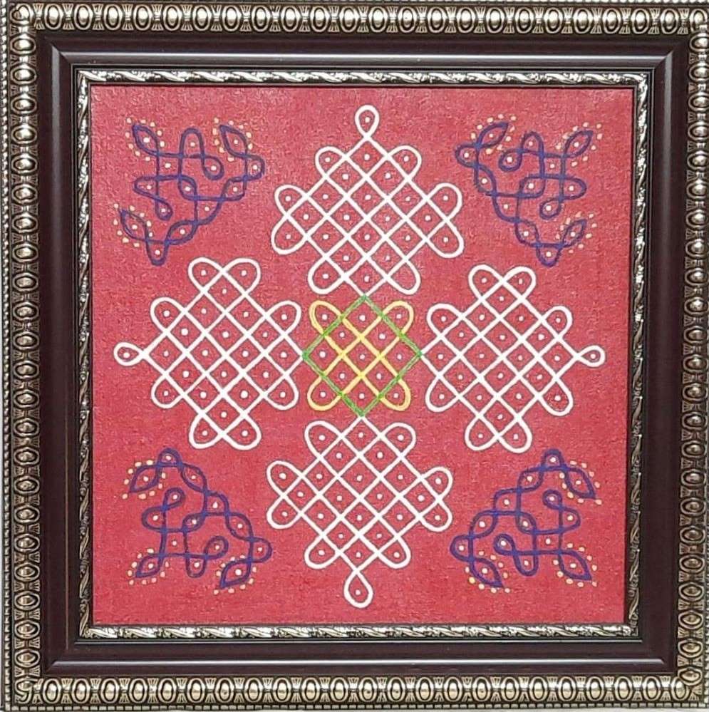 Hand painted Interlaced Corner Kolam image 0