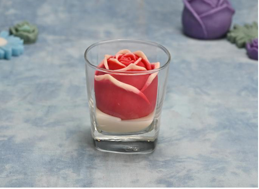 Glass Candle-with Rose