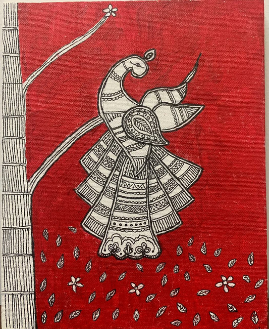 Peacock in red background image 0
