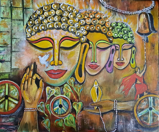 Three faced Buddha image 0
