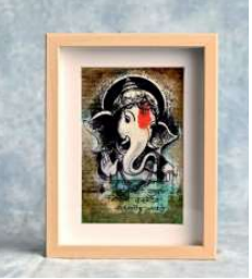 Decoupage on canvas-Ganpati