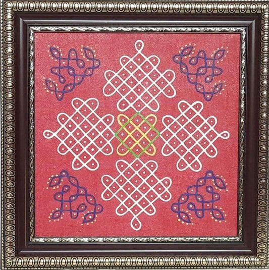 Hand painted Interlaced Corner Kolam image 0
